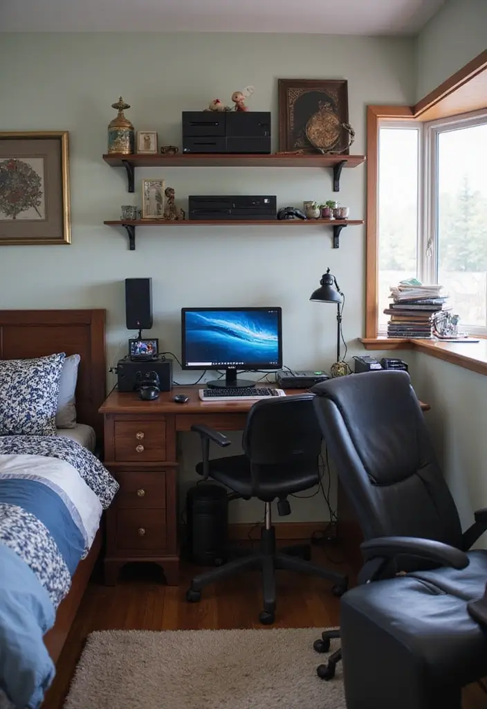 30 Teen Boys Shared Bedroom Ideas That Are Functional and Cool - 23. Tech Corner