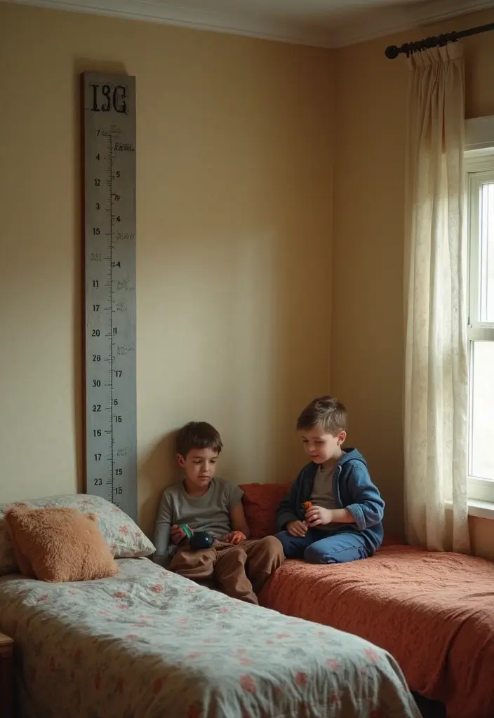 30 Teen Boys Shared Bedroom Ideas That Are Functional and Cool - 29. Personalized Growth Chart