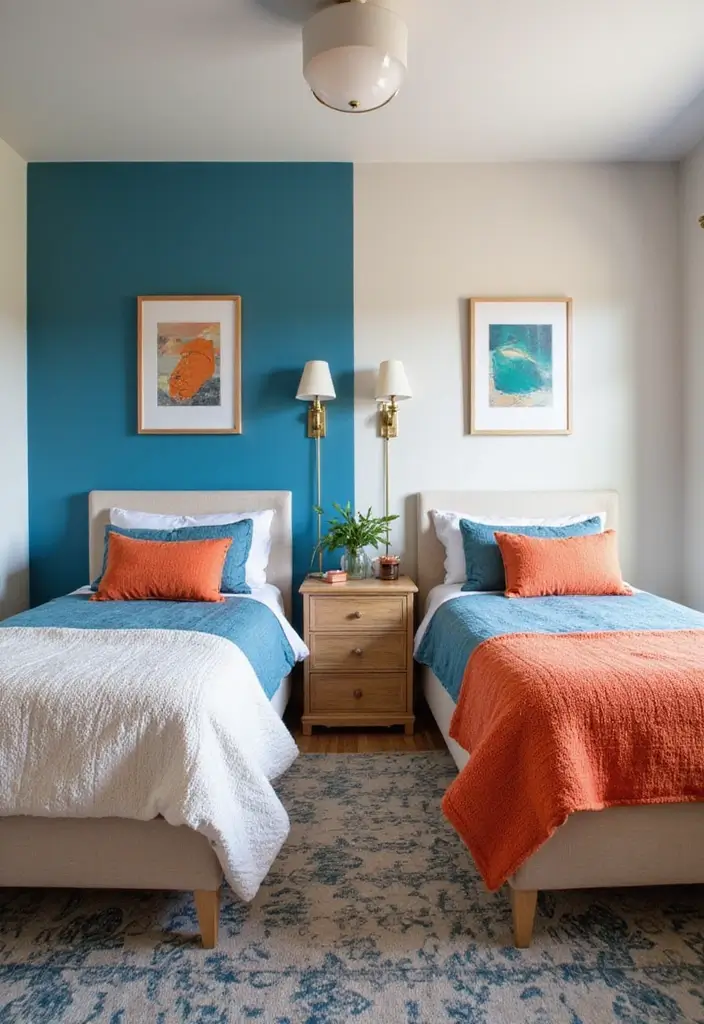 30 Teen Boys Shared Bedroom Ideas That Are Functional and Cool - 4. Color-Coded Zones