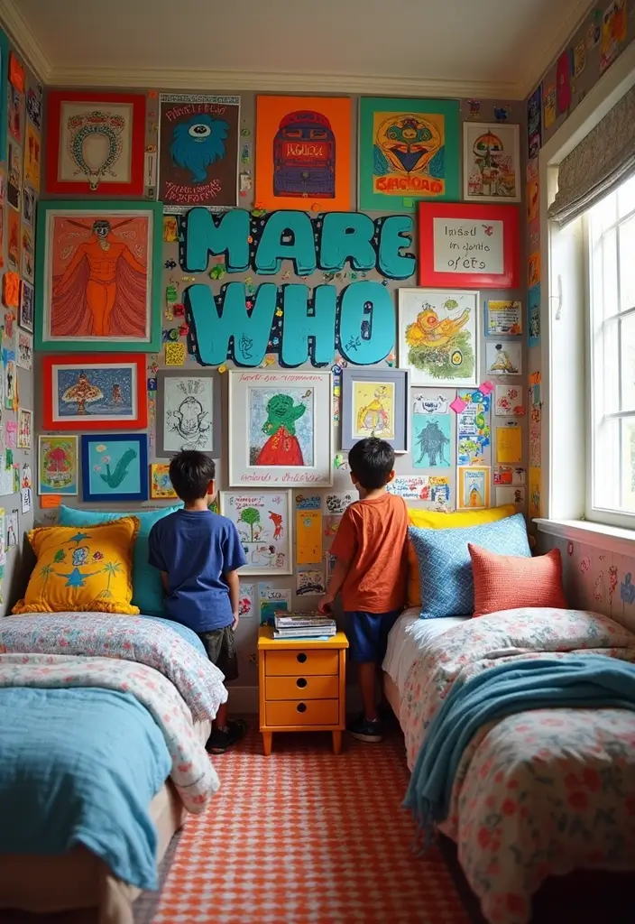 30 Teen Boys Shared Bedroom Ideas That Are Functional and Cool - 7. Collaborative Artwork