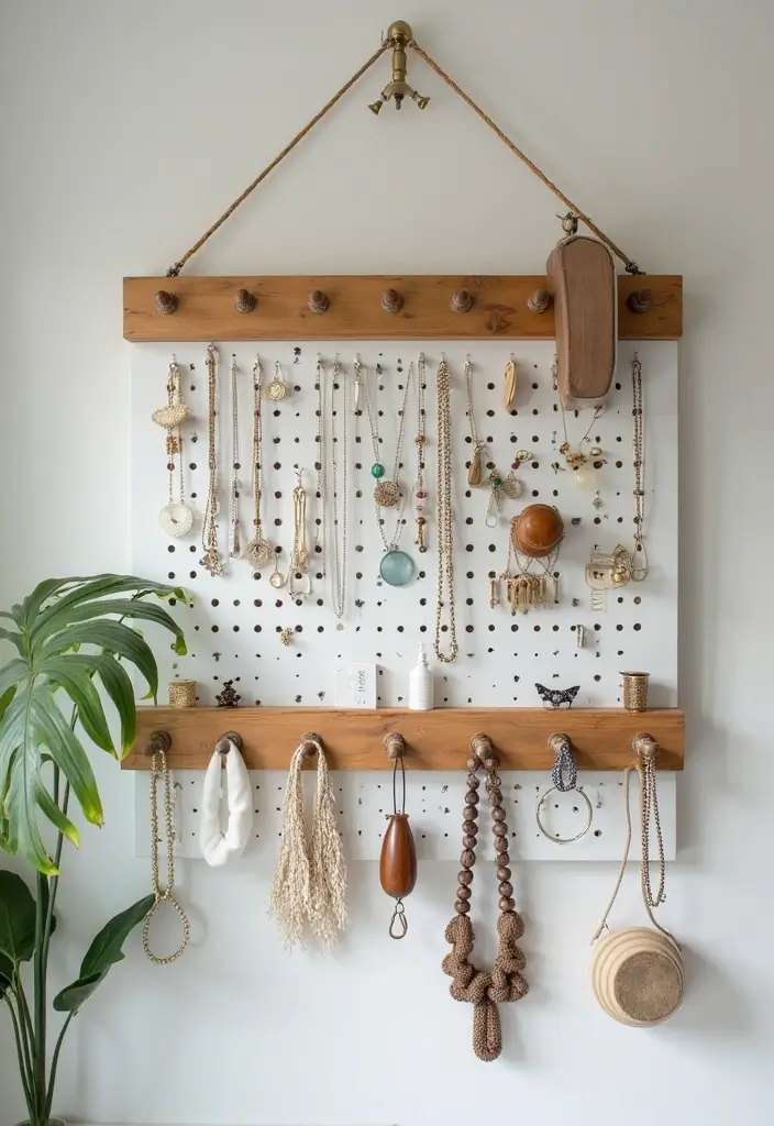 30 Vanity Wall Ideas Bedroom That Feel Trendy & Functional - 11. Hanging Charm