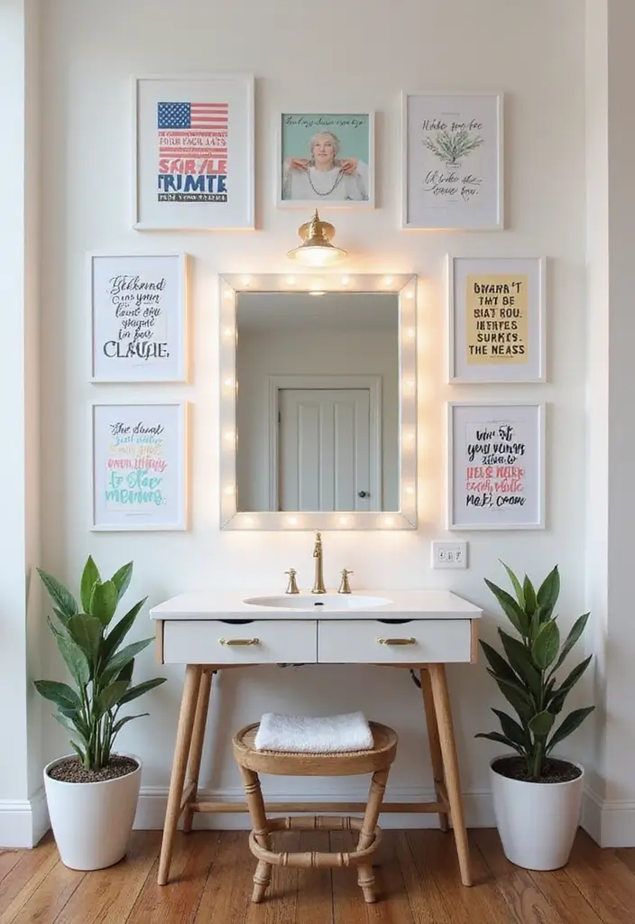 30 Vanity Wall Ideas Bedroom That Feel Trendy & Functional - 14. Creative Wall Art