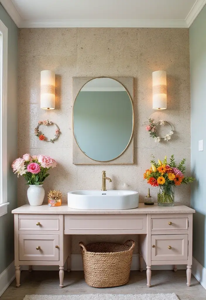 30 Vanity Wall Ideas Bedroom That Feel Trendy & Functional - 23. Seasonal Decor Touches