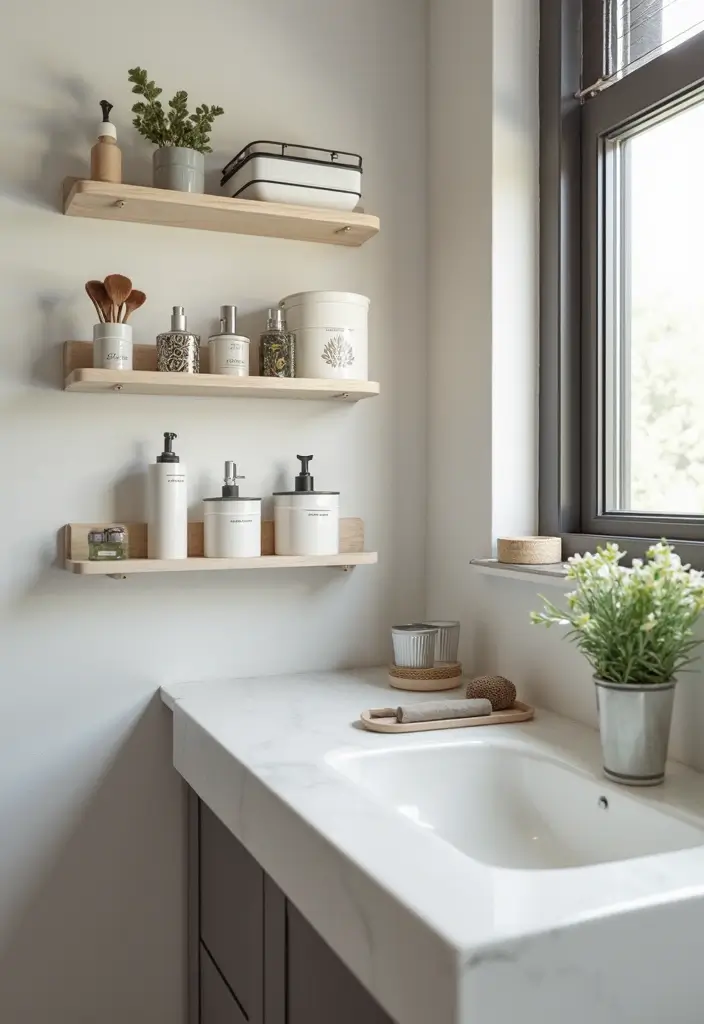 30 Vanity Wall Ideas Bedroom That Feel Trendy & Functional - 27. Smart Storage Solutions