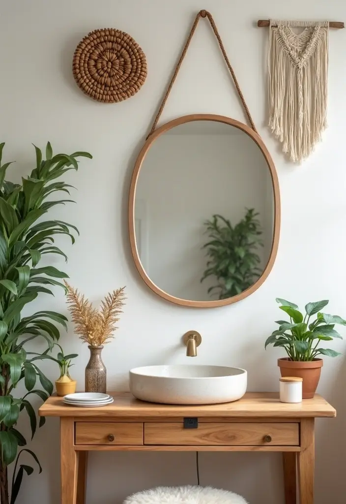 30 Vanity Wall Ideas Bedroom That Feel Trendy & Functional - 6. Boho-Chic Bliss