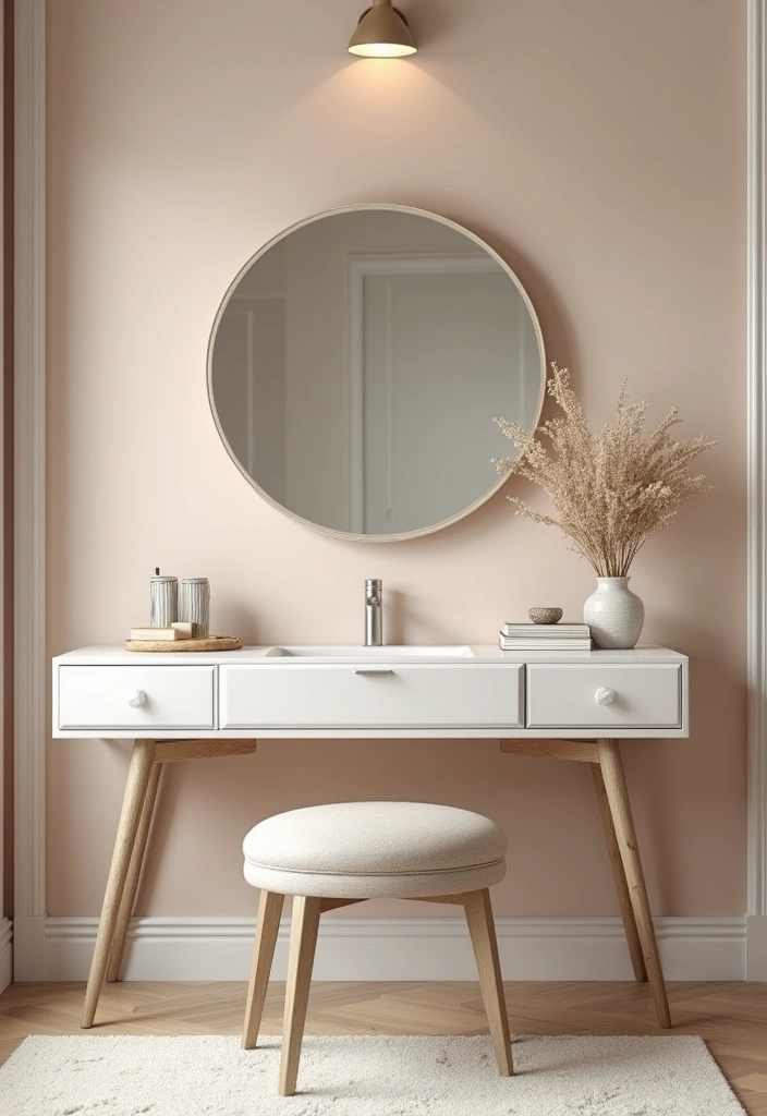 30 Vanity Wall Ideas Bedroom That Feel Trendy & Functional - 9. Classy Neutral Tones