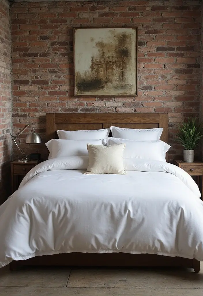 30 White Comforter Bedroom Ideas with Color That Feel Fresh & Inviting - 15. Urban Industrial Edge