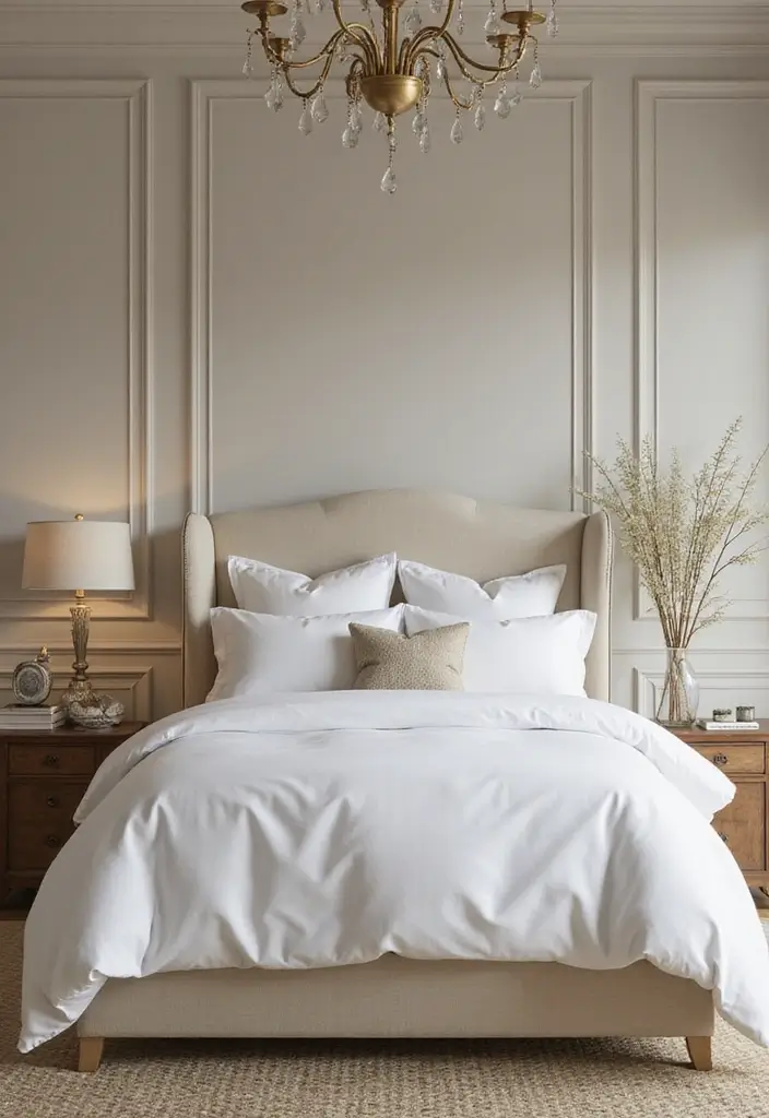 30 White Comforter Bedroom Ideas with Color That Feel Fresh & Inviting - 21. Elegant Neutrals