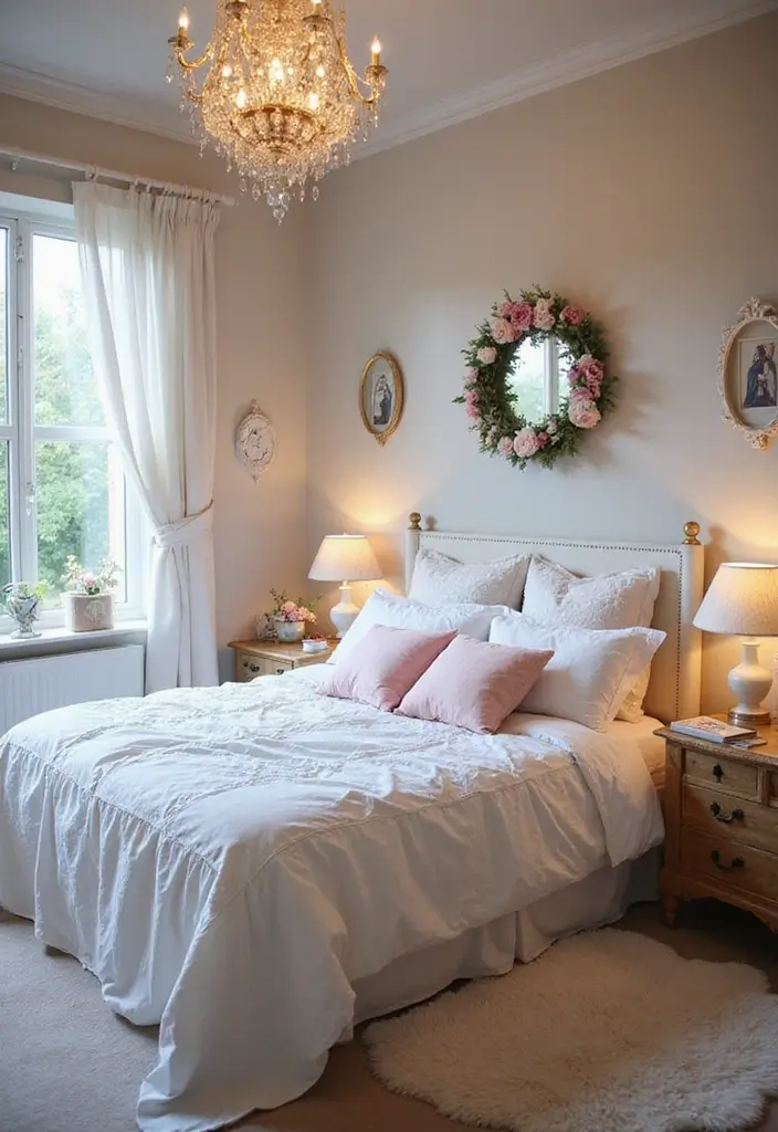30 White Comforter Bedroom Ideas with Color That Feel Fresh & Inviting - 23. Enchanted Fairy Tale