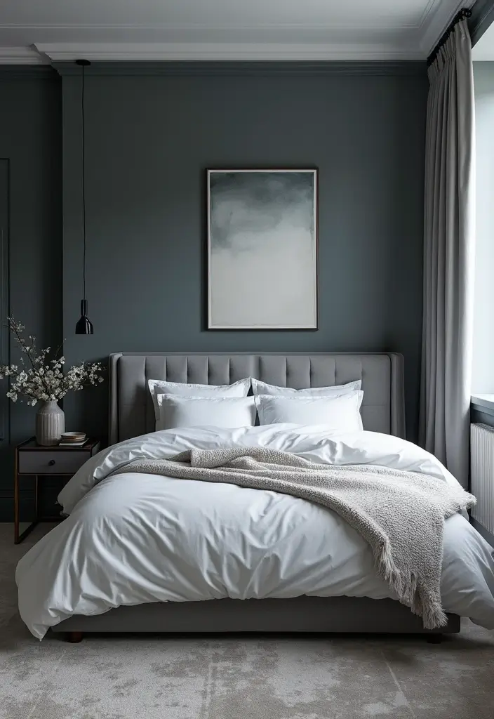 30 White Comforter Bedroom Ideas with Color That Feel Fresh & Inviting - 8. Monochrome Magic with a Twist