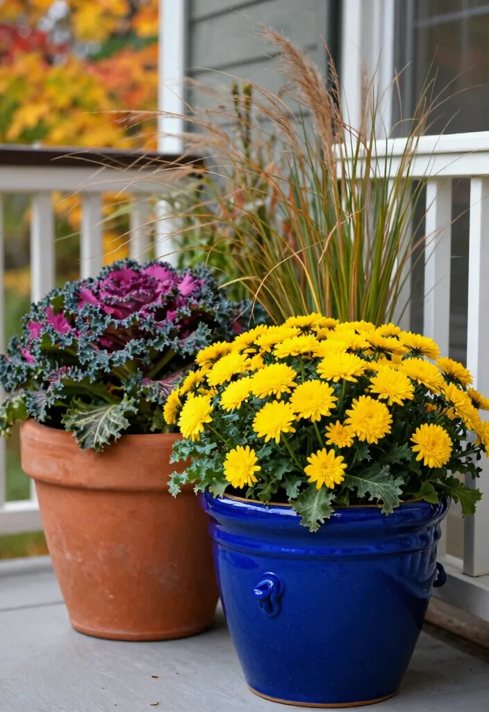 12 Fall Decorations Porch Ideas That Don't Blow Away in Wind - 2. Heavy-Duty Planters 1