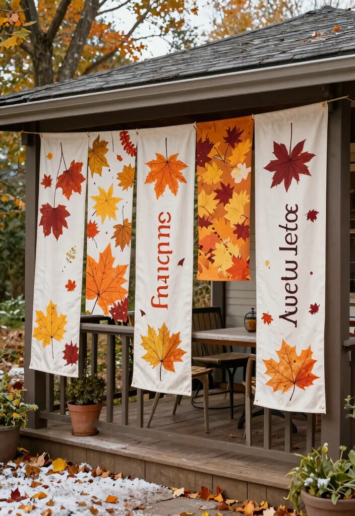 12 Fall Decorations Porch Ideas That Don't Blow Away in Wind - 3. Durable Fabric Banners 1
