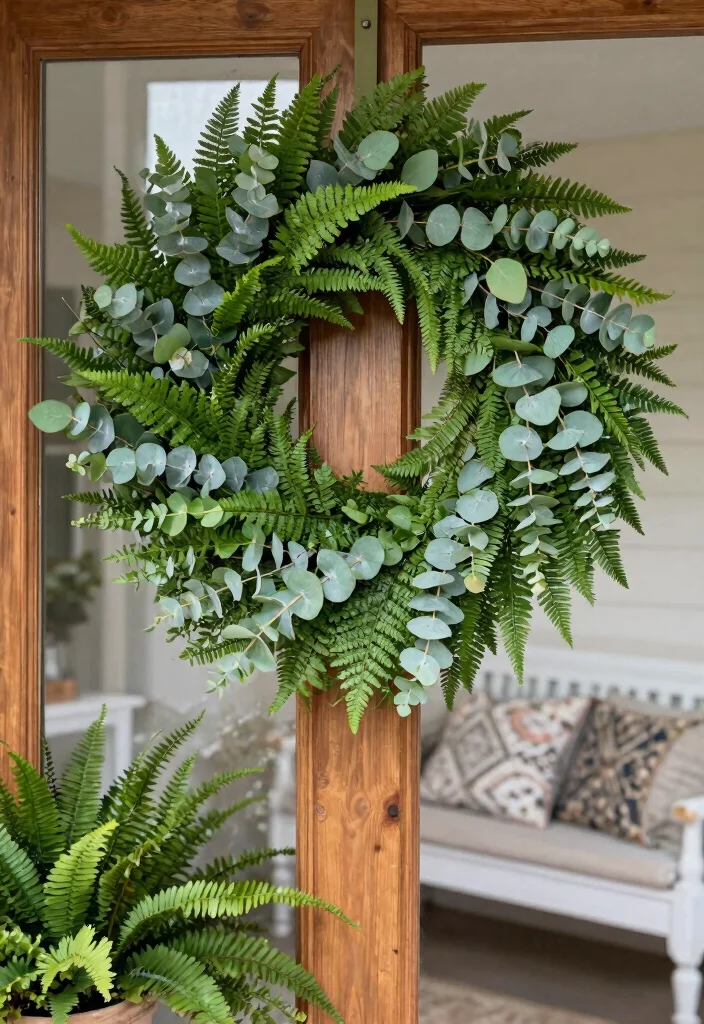 12 Farmhouse Style Wreath Ideas That Work Beyond Fall Season - 1. Fresh Greenery Wreath 1