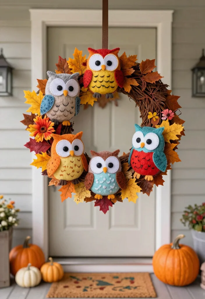 12 Farmhouse Style Wreath Ideas That Work Beyond Fall Season - 10. Whimsical Owl Wreath 1