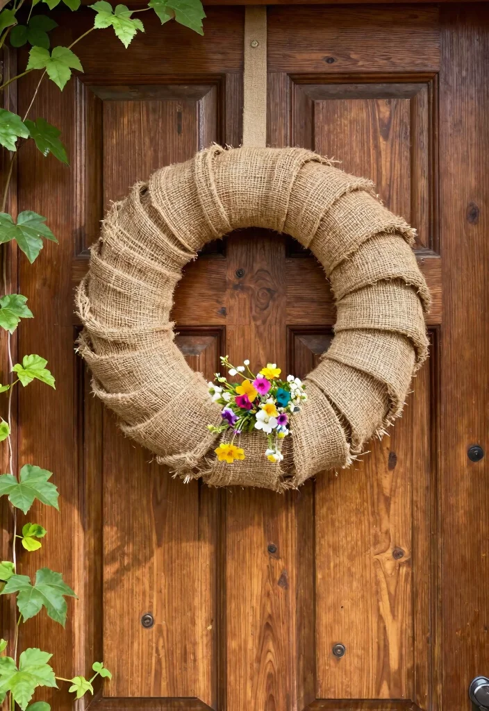 12 Farmhouse Style Wreath Ideas That Work Beyond Fall Season - 11. Rustic Burlap Wreath 1