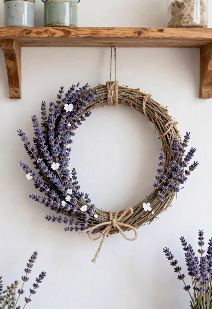 12 Farmhouse Style Wreath Ideas That Work Beyond Fall Season - 2. Lavender Dream Wreath 1