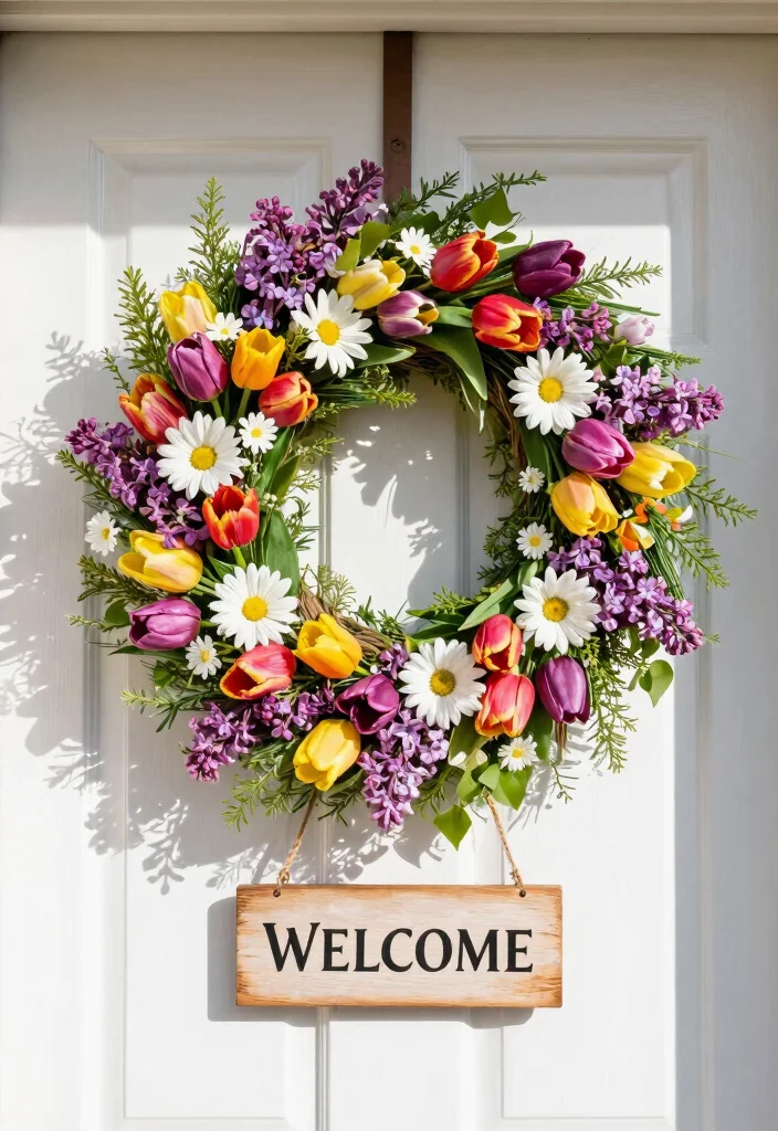 12 Farmhouse Style Wreath Ideas That Work Beyond Fall Season - 3. Seasonal Floral Wreath 1