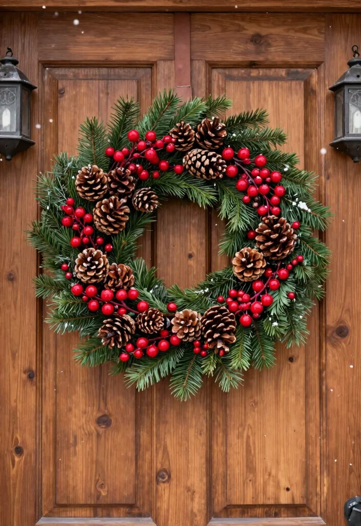 12 Farmhouse Style Wreath Ideas That Work Beyond Fall Season - 5. Pinecone & Berry Wreath 1