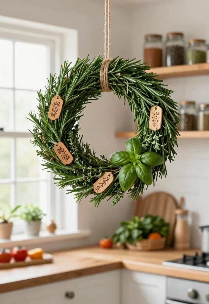 12 Farmhouse Style Wreath Ideas That Work Beyond Fall Season - 8. Seasonal Herb Wreath 1