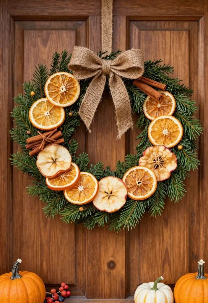 12 Farmhouse Style Wreath Ideas That Work Beyond Fall Season - 9. Dried Fruit Wreath 1