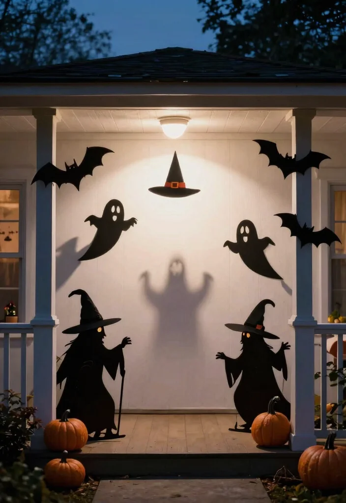 12 Halloween Porch Concepts That Actually Look Scary at Night - 4. Sinister Silhouettes 1