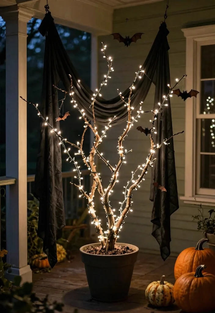 12 Halloween Porch Concepts That Actually Look Scary at Night - 5. Gnarled Branch Displays 1