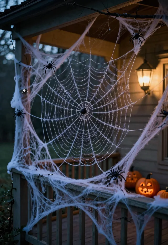 12 Halloween Porch Concepts That Actually Look Scary at Night - 6. Spooky Spider Webs 1