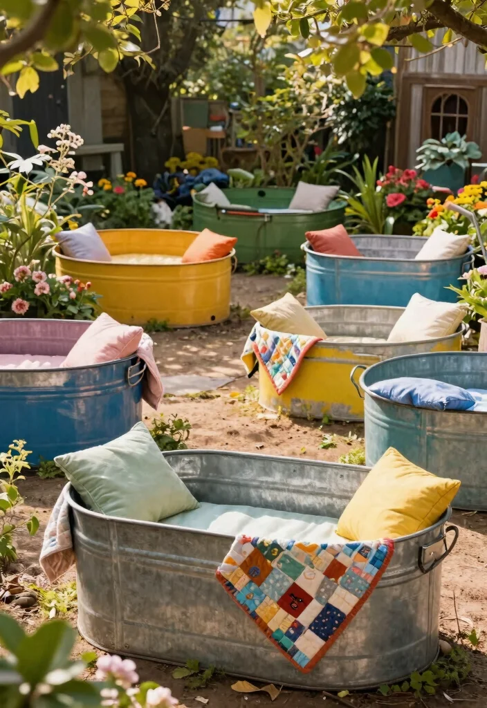 12 Outdoor Furniture Sets on a Budget That Actually Last More Than One Season - 12. Vintage Steel Tubs - Unique Alternative Seating 1