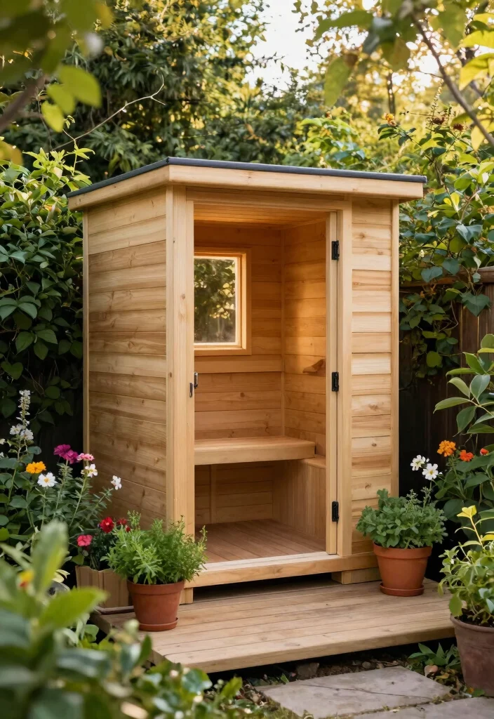 12 Outdoor Sauna Ideas That Don't Need a Plumber or Electrician - 1. The Compact Corner Sauna 1