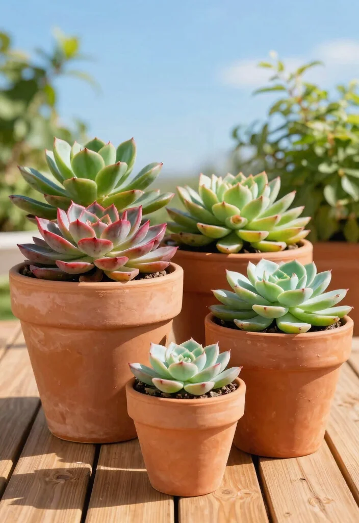 12 Outdoor Succulent Arrangement Ideas That Survive Full Sun - 10. Colorful Terracotta Trio 1