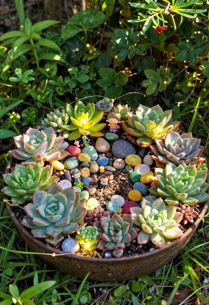 12 Outdoor Succulent Arrangement Ideas That Survive Full Sun - 12. Succulent Fairy Garden 1