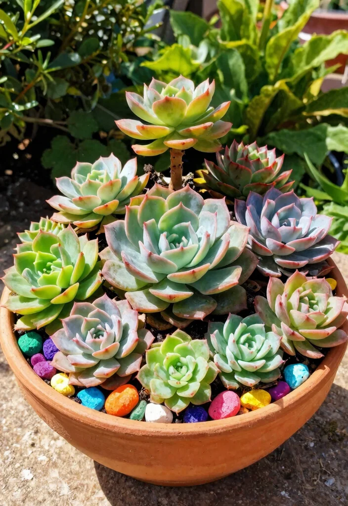 12 Outdoor Succulent Arrangement Ideas That Survive Full Sun - 2. Colorful Echeveria Display 1