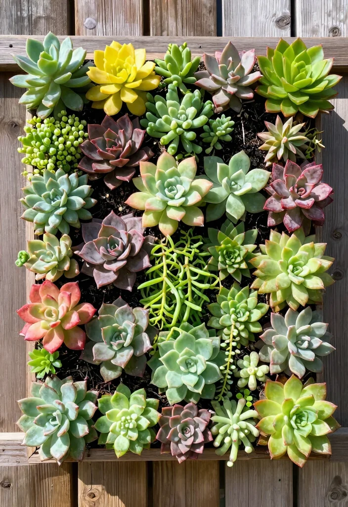 12 Outdoor Succulent Arrangement Ideas That Survive Full Sun - 5. Vertical Garden of Succulents 1