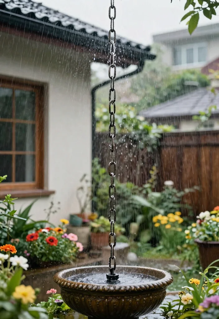 12 Outdoor Water Features That Run Without a Buried Line - 4. Rain Chains 1
