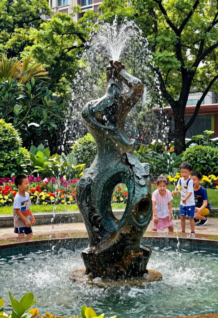 12 Outdoor Water Features That Run Without a Buried Line - 5. Water-Playing Sculptures 1