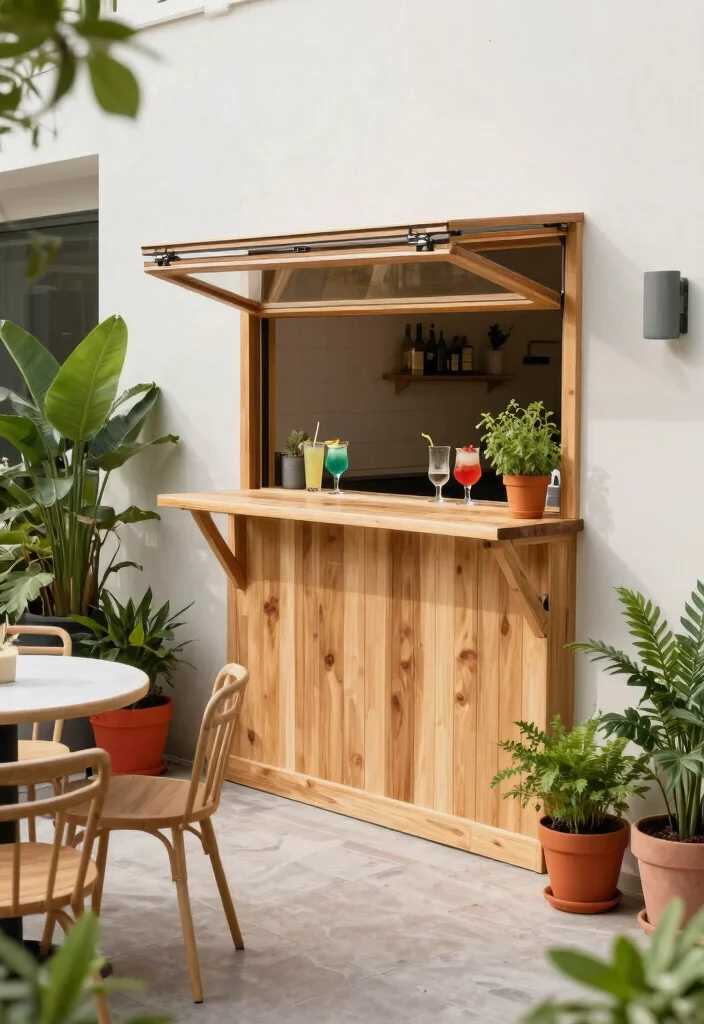 12 Terrace Bar Counter Ideas for Small Spaces Without a Full Build - 1. Foldable Bar Counter for Compact Living 1