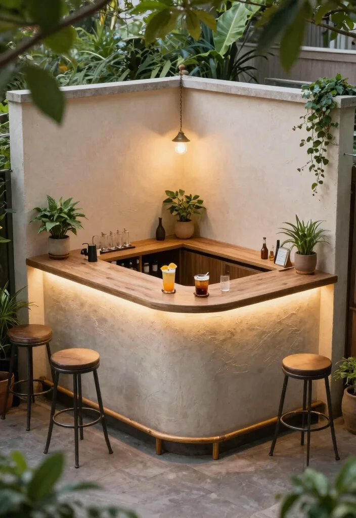 12 Terrace Bar Counter Ideas for Small Spaces Without a Full Build - 11. Compact Corner Bar Counter 1