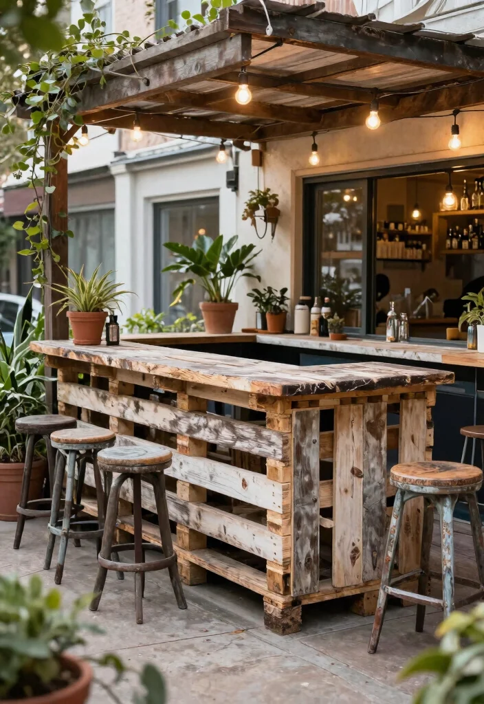 12 Terrace Bar Counter Ideas for Small Spaces Without a Full Build - 3. DIY Pallet Bar Counter 1