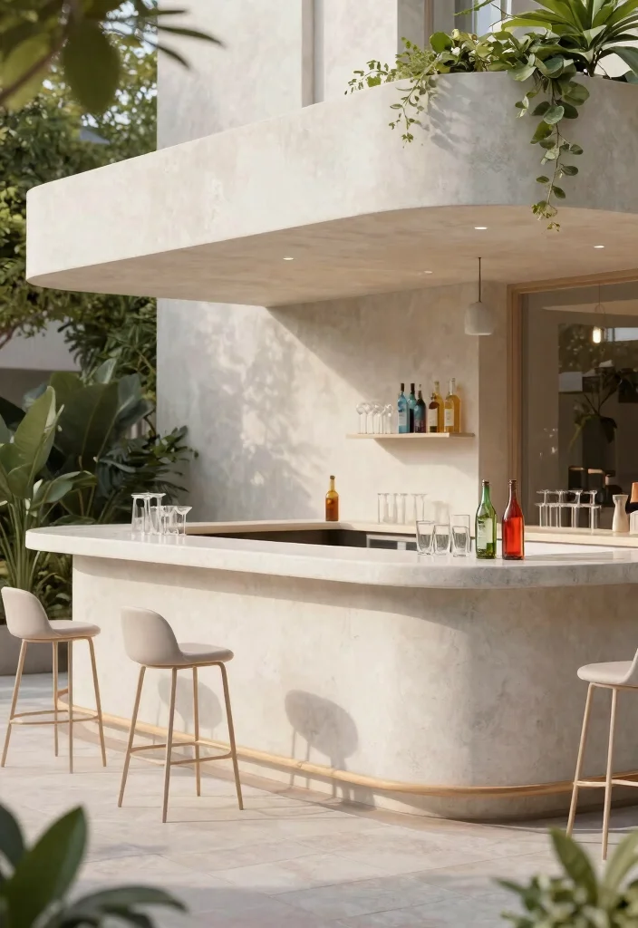 12 Terrace Bar Counter Ideas for Small Spaces Without a Full Build - 4. Minimalist Floating Bar Counter 1