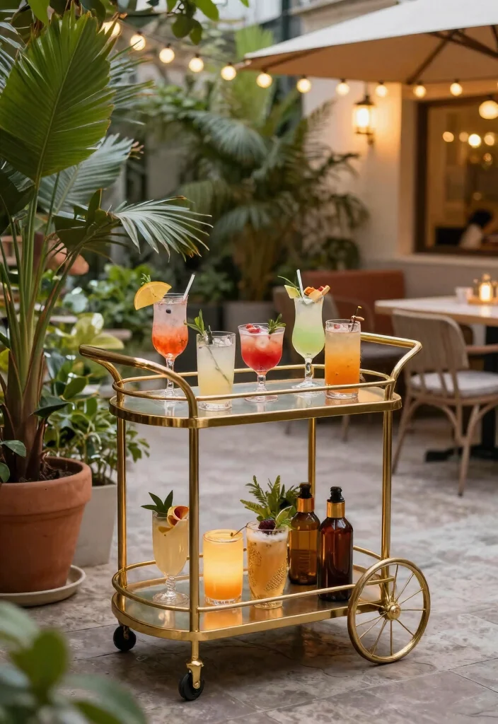 12 Terrace Bar Counter Ideas for Small Spaces Without a Full Build - 5. Bar Cart on Wheels 1