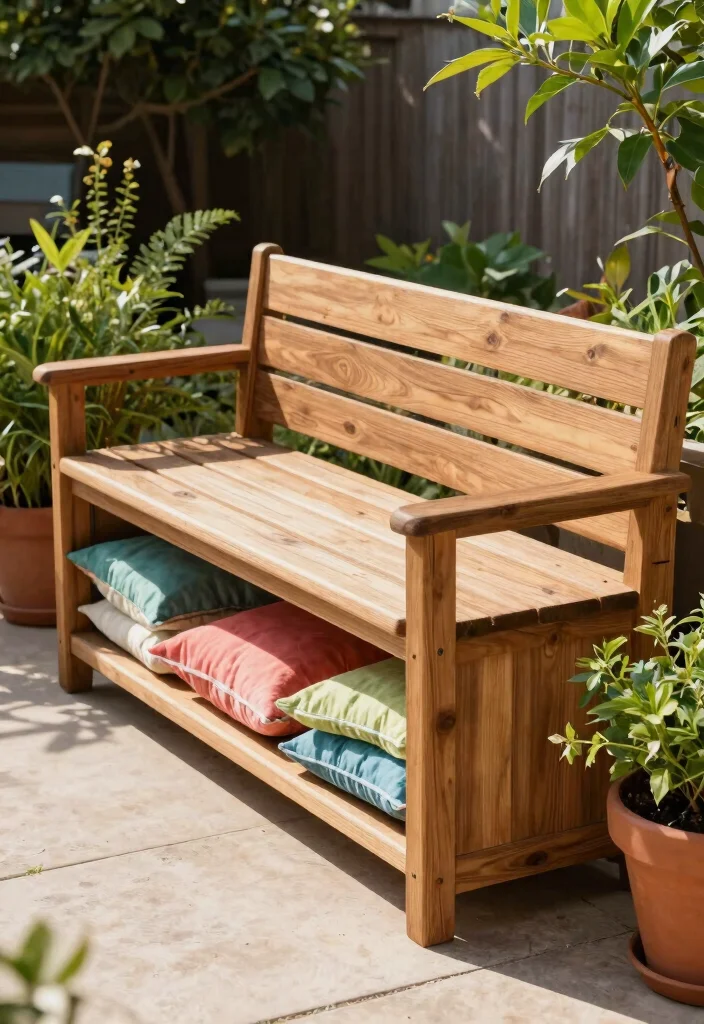 12 Wood Bench Outdoor Ideas That Last Through Rain and Sun - 5. Multi-functional Storage Bench 1