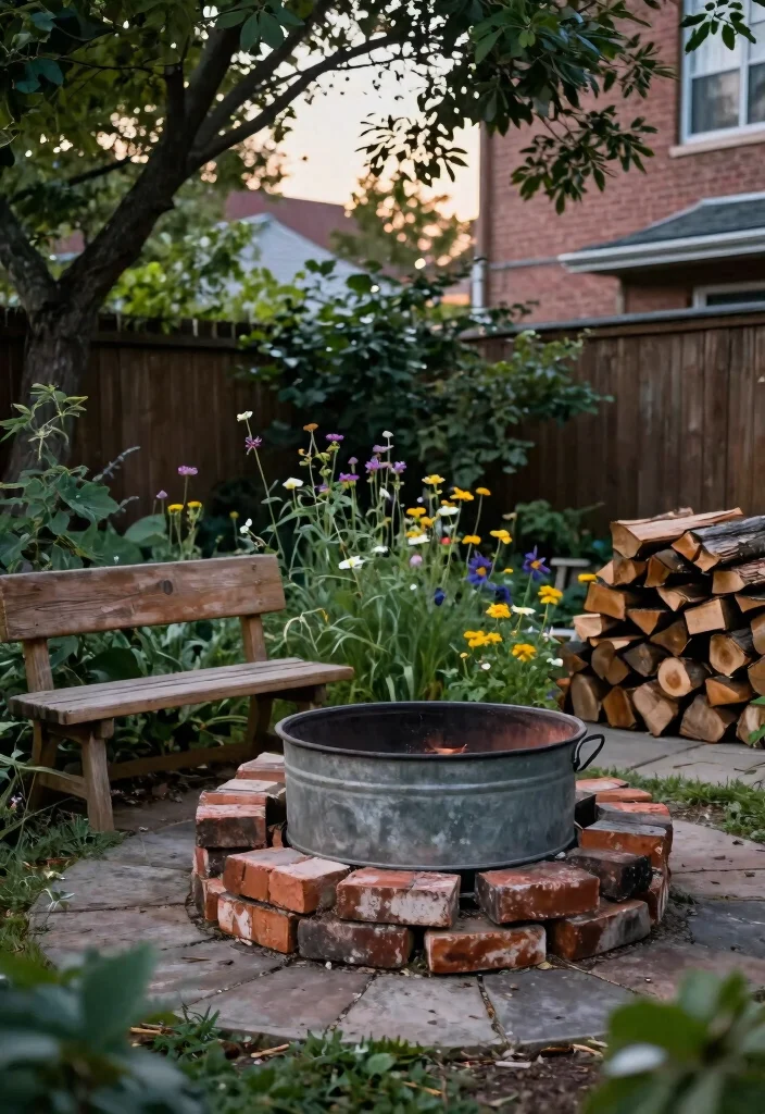 14 Backyard Fire Pit Patio Ideas for Small Spaces and Tight Budgets - 4. Repurposed Materials Fire Pit 1