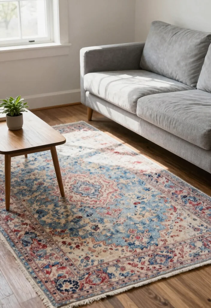 14 Farmhouse Area Rugs That Anchor Any Room on a Budget - 2. Distressed Vintage Patterns 1