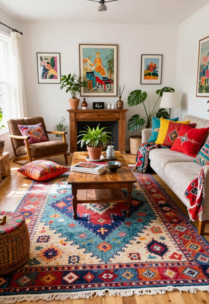 14 Farmhouse Area Rugs That Anchor Any Room on a Budget - 5. Bright Bohemian Touches 1