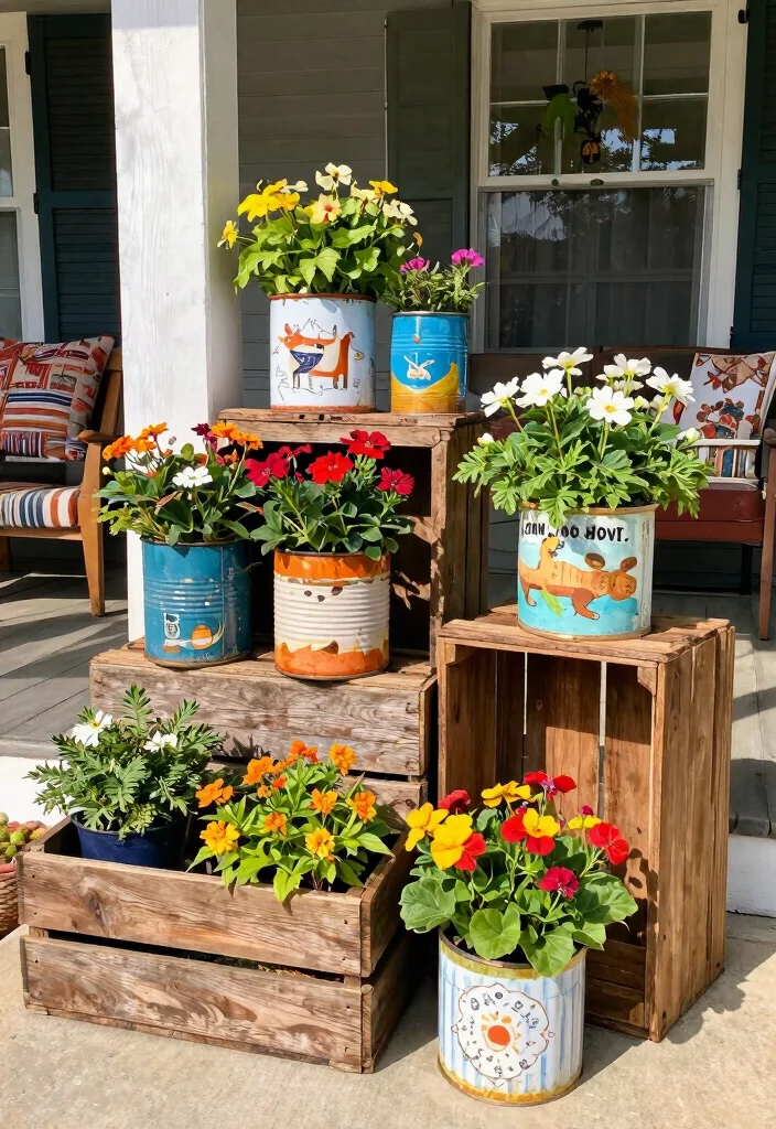 14 Front Porch Planter Ideas That Thrive in Full Sun or Full Shade - 10. Unique Repurposed Planters 1