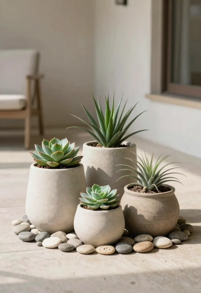 14 Front Porch Planter Ideas That Thrive in Full Sun or Full Shade - 11. Minimalist Zen Planter 1