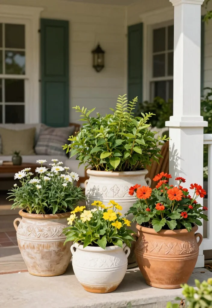 14 Front Porch Planter Ideas That Thrive in Full Sun or Full Shade - 14. Indoor-Outdoor Planters 1