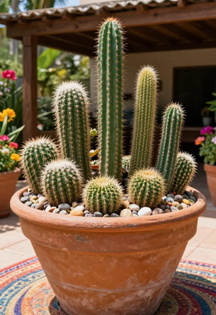 14 Front Porch Planter Ideas That Thrive in Full Sun or Full Shade - 3. Bold Cacti Collections 1