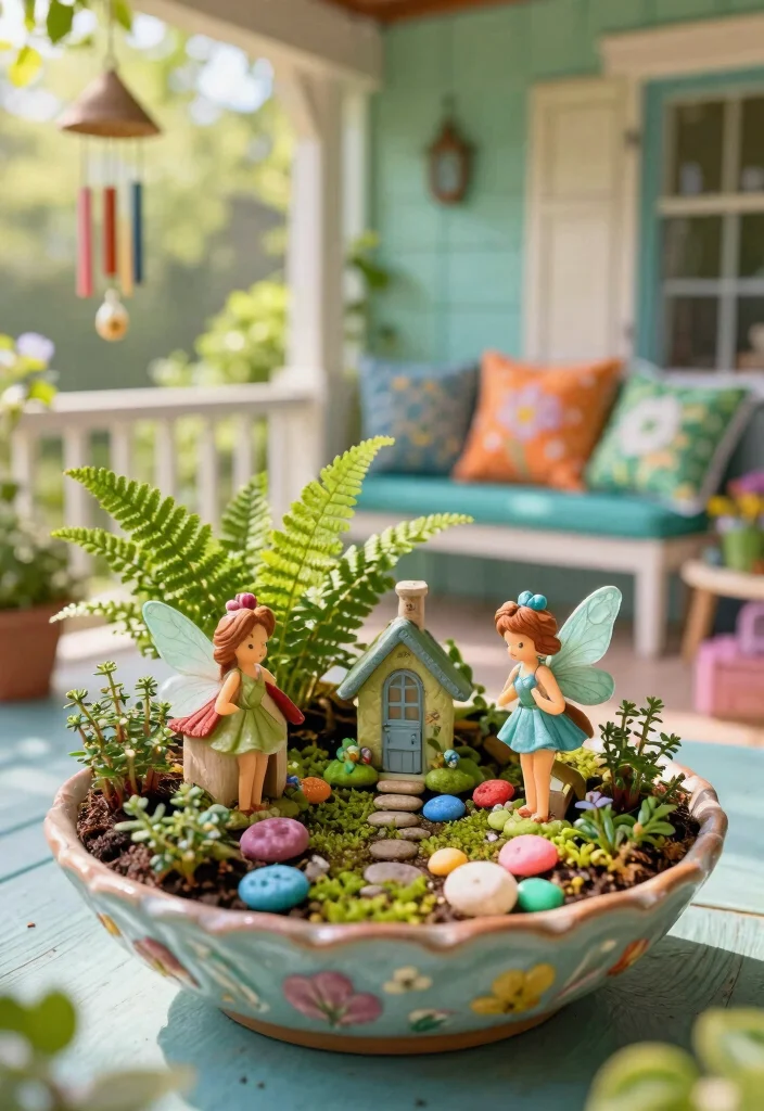 14 Front Porch Planter Ideas That Thrive in Full Sun or Full Shade - 6. Whimsical Fairy Garden 1