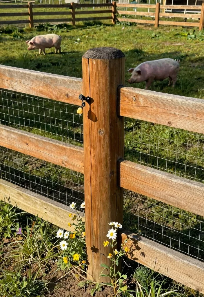14 Hog Fence Ideas That Stop Digging and Keep Pigs Contained - 1. Sturdy Wooden Post Fencing 1